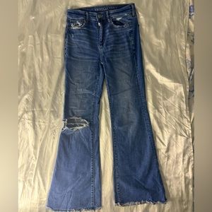 American Eagle Flare Ripped Jeans